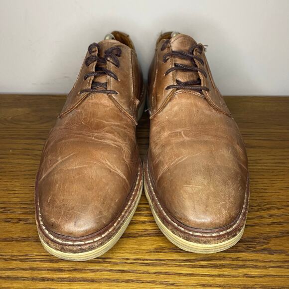 Allen Edmonds Cove Drive Oxfords Dress Shoe Brown Leather Wedge Sole Men Sz 10 E - Picture 2 of 8